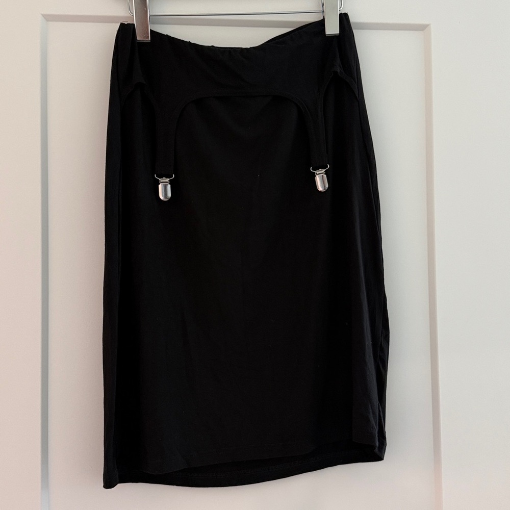 Black Elis Pencil skirt with garter clasps
